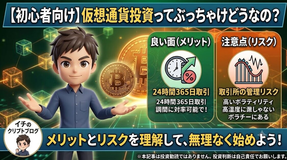 【初心者向け】仮想通貨投資ってぶっちゃどうなの？良い面と注意点をさくっと解説