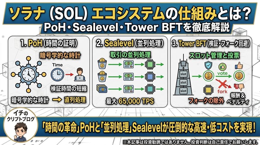 ソラナ（SOL）エコシステムの仕組みとは？PoH・Sealevel・Tower BFTを徹底解説